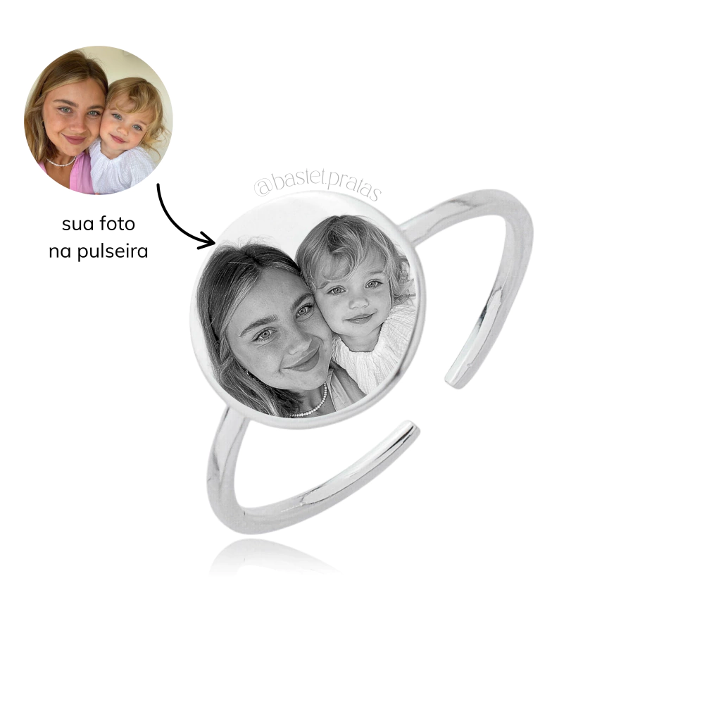 Anel Personalizado com nome, foto ou iniciais : Semijoias Banhadas a Prata Bastet